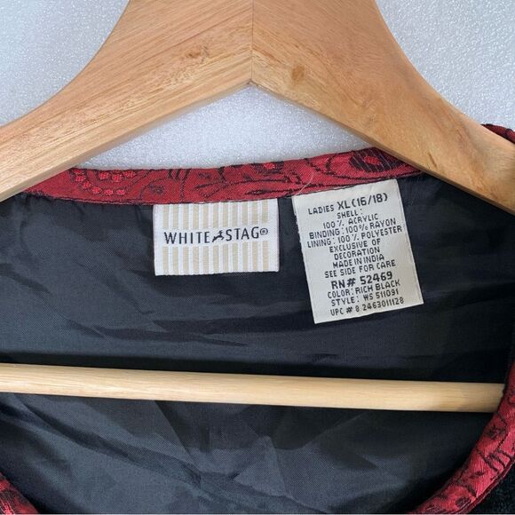 White Stag Vintage Black Embroidered Zip Front Jacket Size XL - Picture 12 of 15